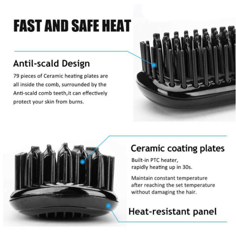 Hair Straightener Brush MCH Ceramic Heating Anti Scald Frizz Electric Bear Comb