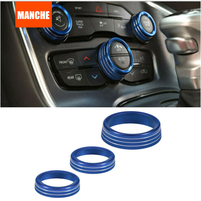 3pcs For Dodge Challenger/Charger 15+ Air Conditioning Switch Knob Trim Ring
