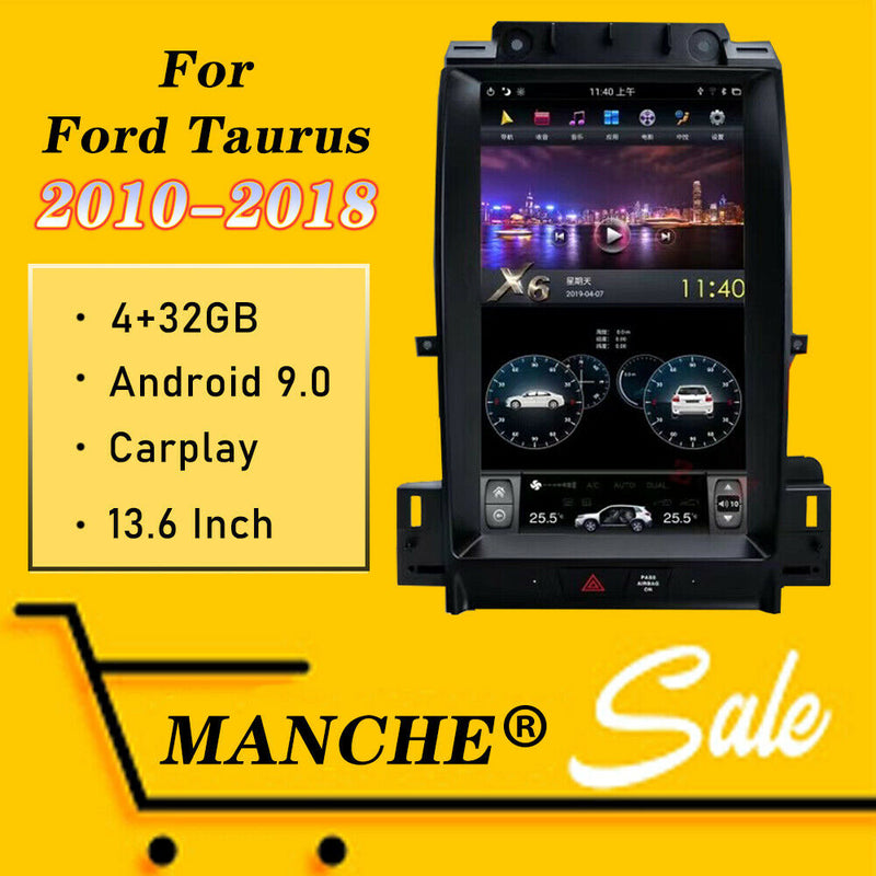 13.6" Android9.0 Vertical Screen GPS Radio For Ford Taurus 2010-2018 w/ Auto A/C