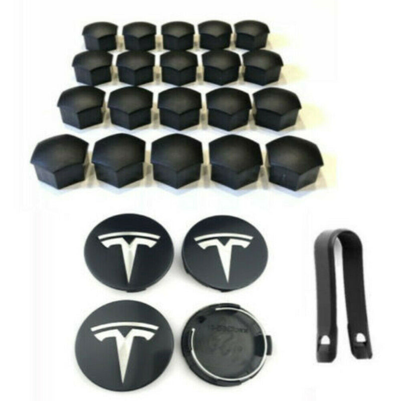 For Tesla Model 3 S X Car Wheel Center Hub Cap Cover and Lug Nut Covers Kit