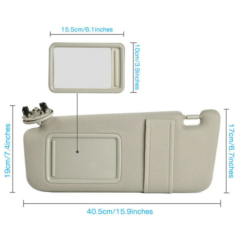 Right Passenger Side Sun Visor for 2007-2011 08 09 Toyota Camry WithOut Sunroof