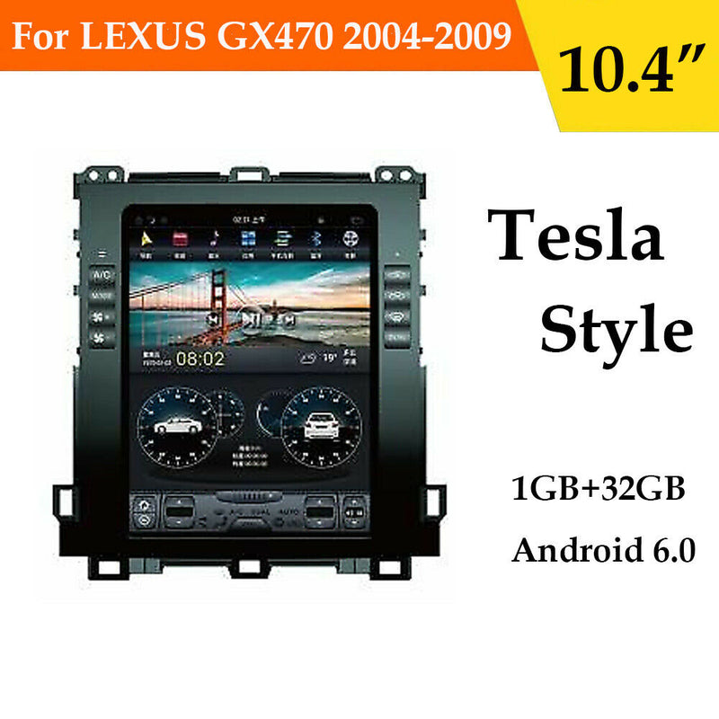 10.4inch Tesla Vertical Screen Car GPS WiFi Radio Navi For Lexus GX470 2004-2009