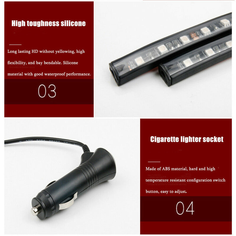 RGB 48 LED Car Interior USB Atmosphere Lights Strip Bluetooth APP Control