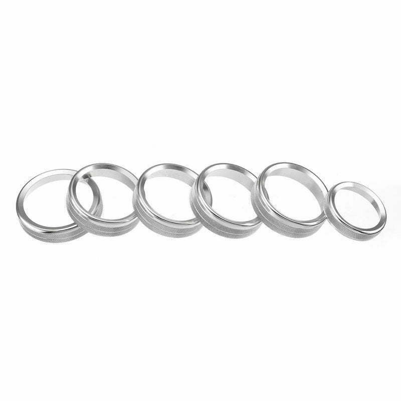 6pcs Air Conditioner Audio Switch Knob Ring Trim For Ford F150 2015-2018 Silver
