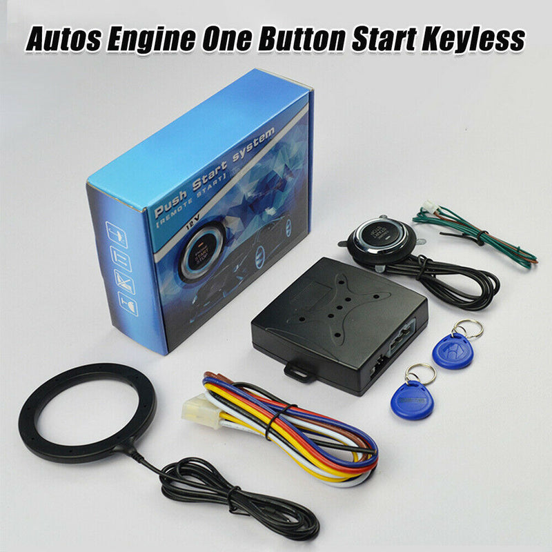 12V Car Engine Push Start Button RFID Lock Keyless Entry Ignition burglar Alarm