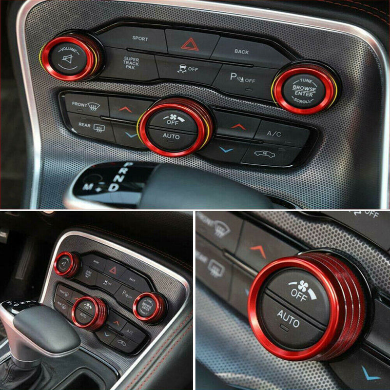 3pcsAir Conditioning&Audio Switch Knob Trim Ring For Dodge Challenger/Charger15+