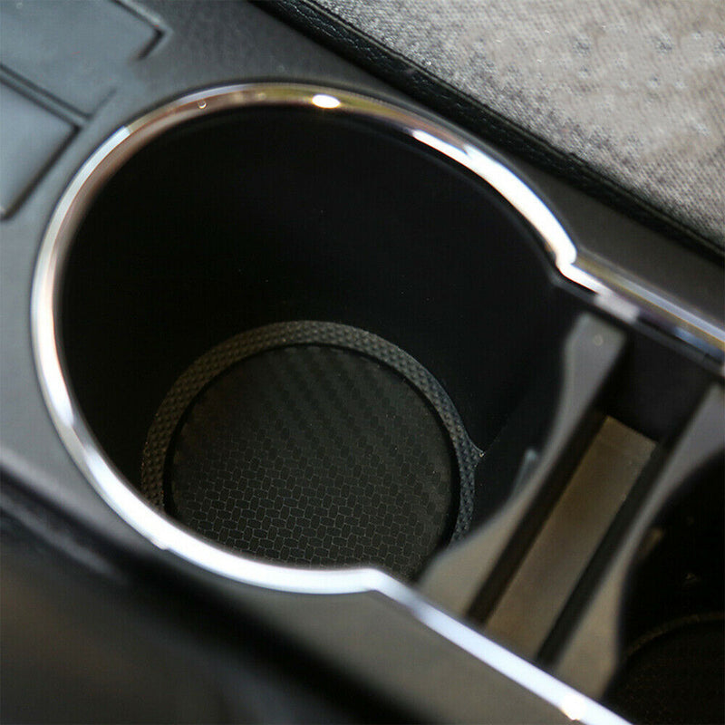2x Auto Car Accessories Water Cup Slot Non-Slip Carbon Fiber Look Mat Black NEW