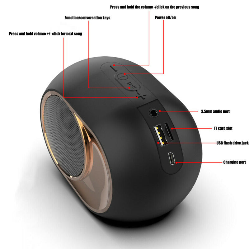 X6 Wireless Bluetooth 5.0 TWS Dual Sound Portable Speaker Waterproof TF AUX USB
