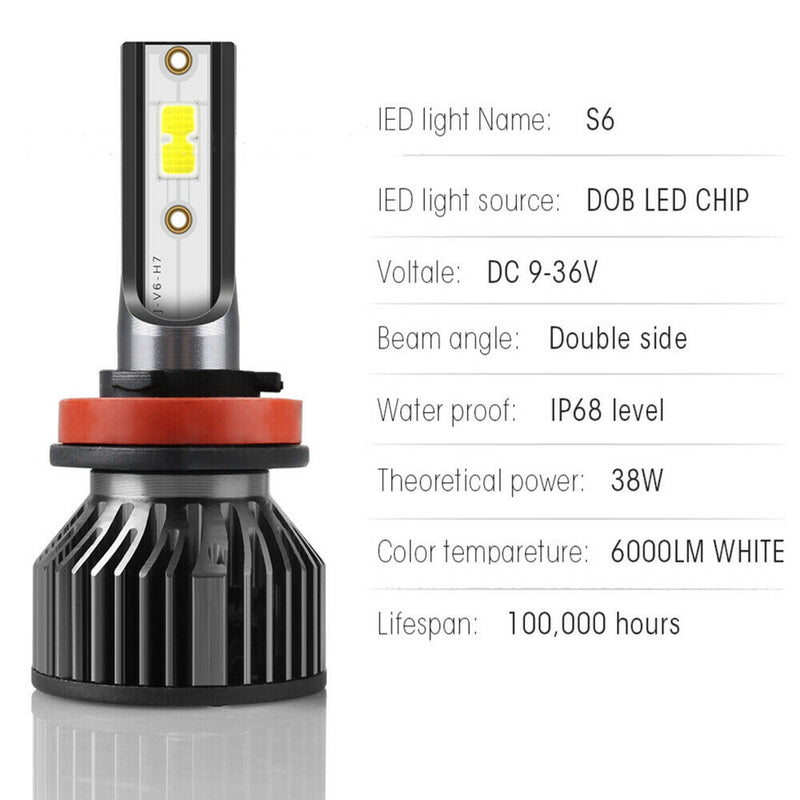 1pcs Universal Combo LED Headlight High Low Beam Bulbs Kit COB 9006 6000LM