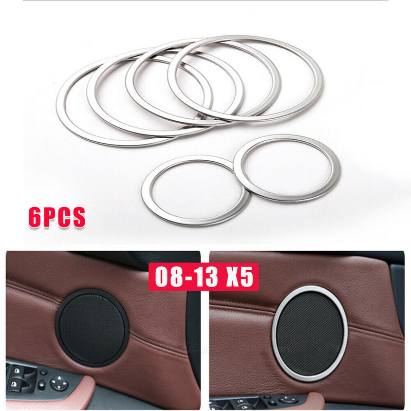 Steel Inner Door Stereo Ring Speaker Cover Trim 6pcs For BMW X5 2008-2013