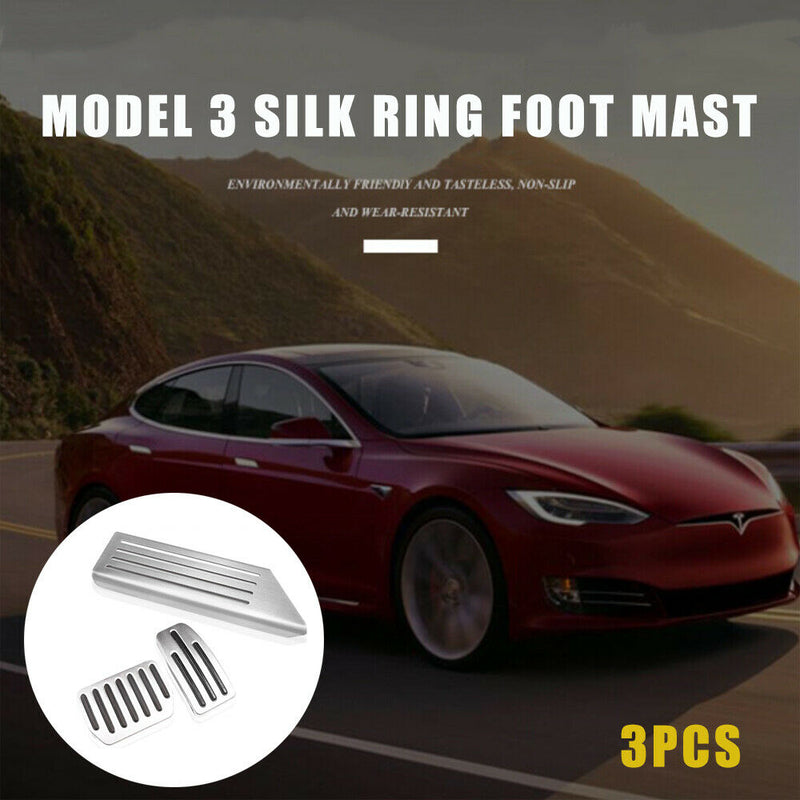3Pcs For Tesla Model 3 Non-Slip Aluminum Accelerator Brake Foot Rest Pedal Pad