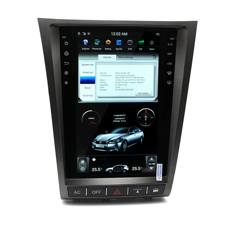 11.8" Tesla Style Car GPS Navigation WiFi Radio For Lexus GS300 GS430 2006-2011