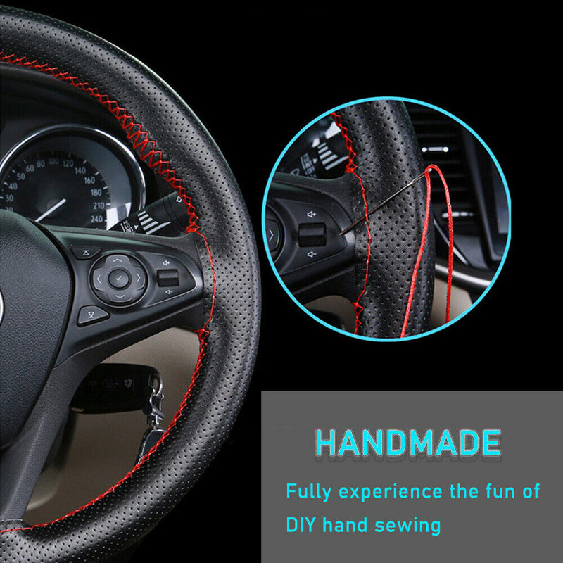 Car Truck Genuine Leather Steering Wheel Cover With Needles and Thread DIY