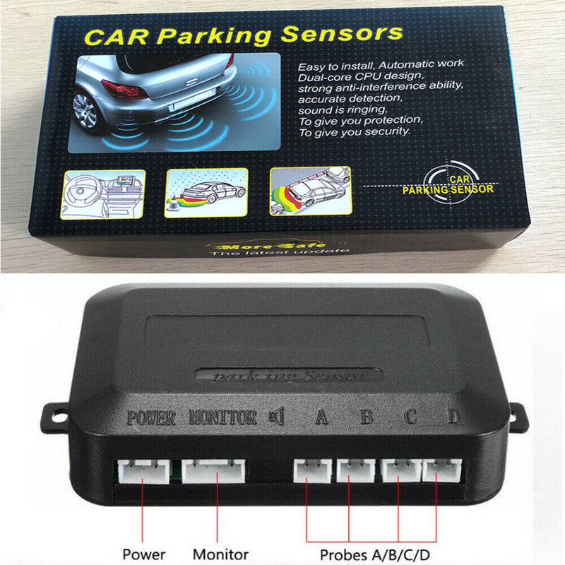 LED Display Car 4 Parking Sensor Reverse Backup Radar Alarm System Kit White