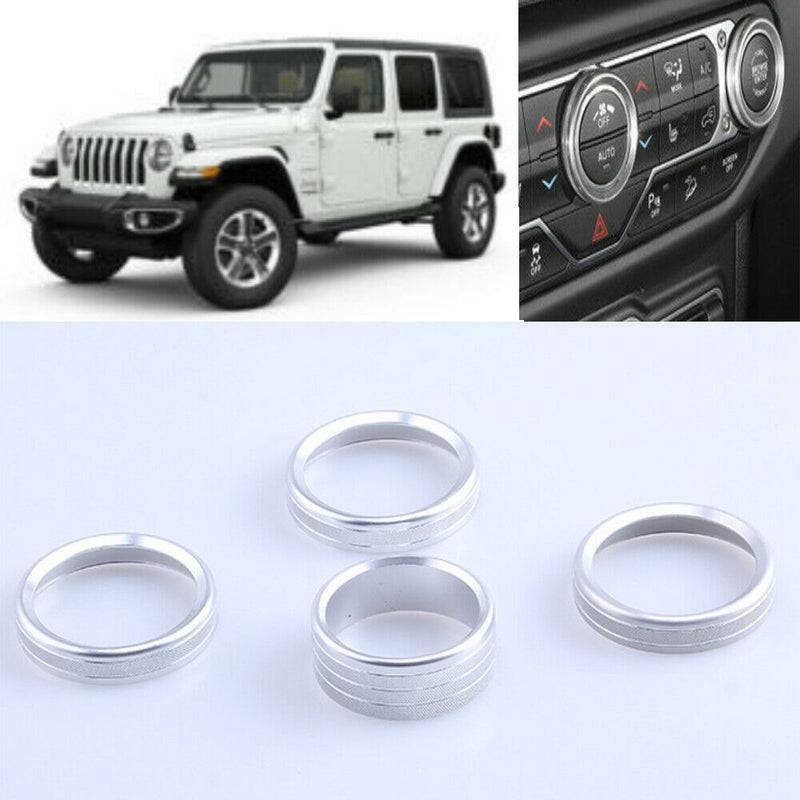 4x Air Conditioning Knob Switch Ring Cover Trim For Jeep Wrangler JL 2018+ Blue