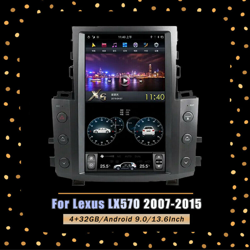 13.6" Android 9.0 Radio Tesla Vertical Screen Car GPS For Lexus LX570 2007-2015