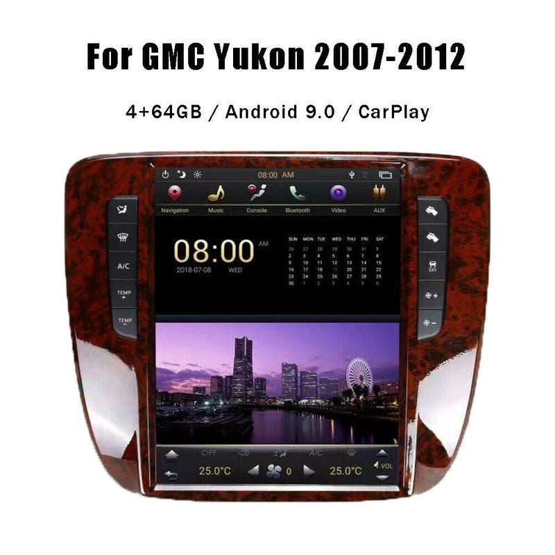 10.4" 4+64GB Vertical Screen Car GPS Radio Android 9.0 For GMC Yukon  2007-2012