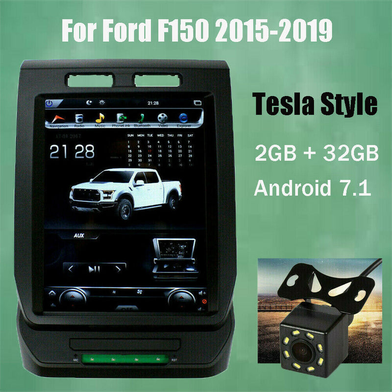 12.1" Android 7.1 Tesla Style Car GPS Radio For Ford F150 Raptor 2015-2019 + Cam