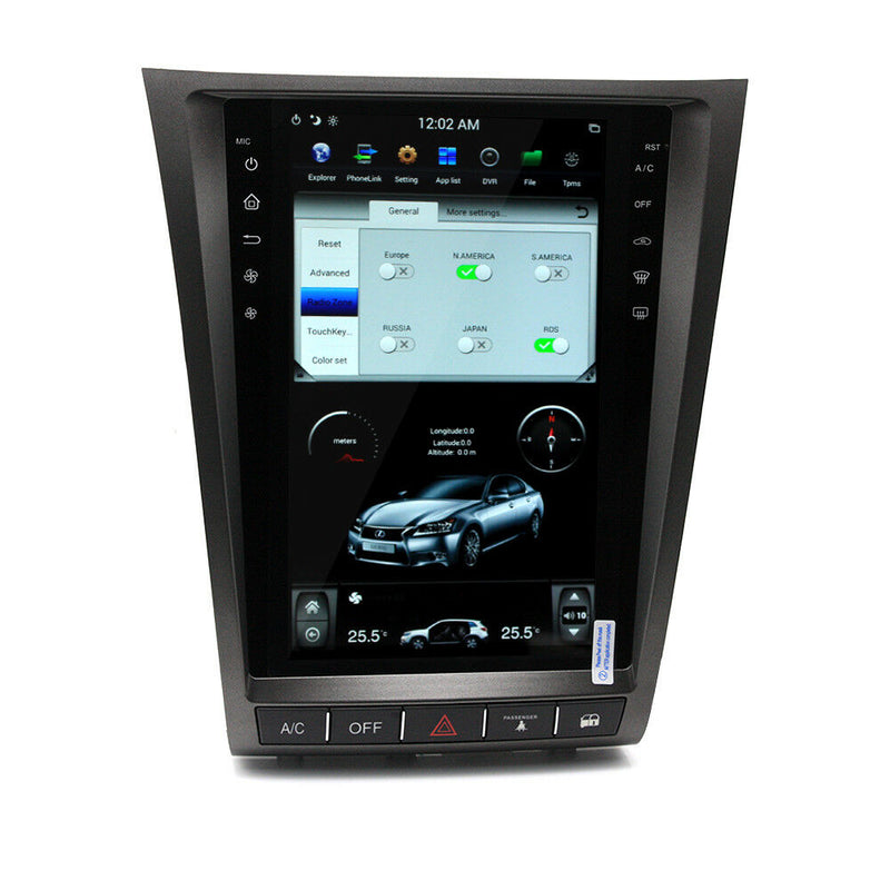 4+32GB Android 8.1 Vertical Screen Car GPS Radio For Lexus GS300 GS450 2006-2011