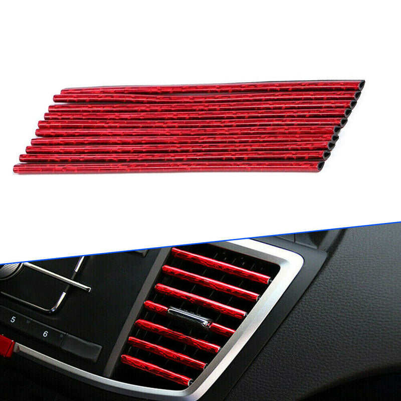 Ice Red 10 Pcs Auto Car Accessories Air Conditioner Air Outlet Decoration Strip