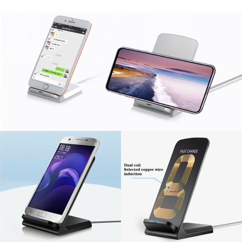 For Galaxy S10 Huawei P11 + iPhone XS X 8 Wireless Fast Charger Charging Stand