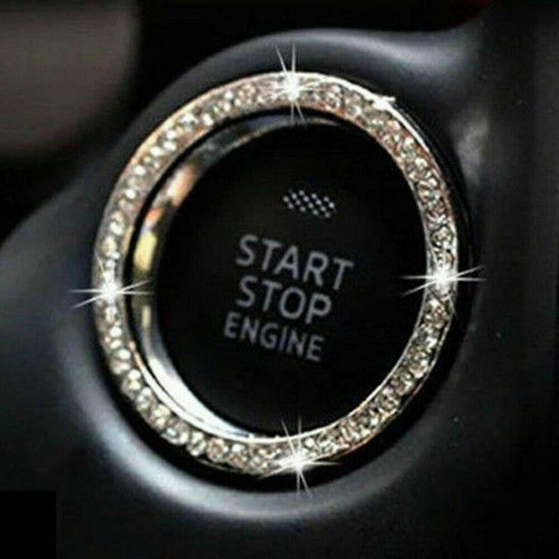 Bling Diamond Car Start Engine Ignition Button Decor Crystal Ring Sticker White