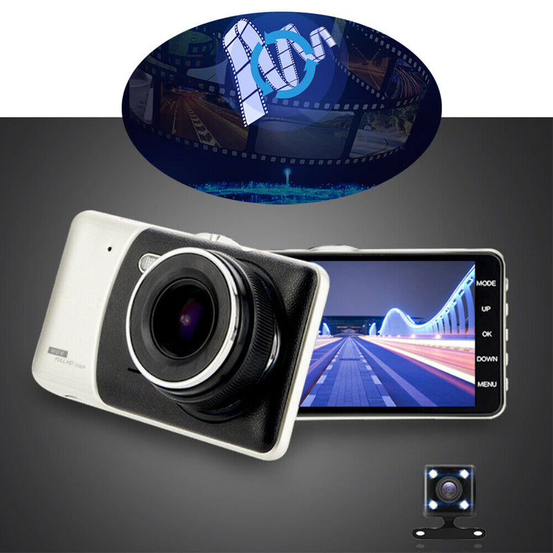 1080P Dual Lens Car DVR Dash Cam Front Rear Camera Dashboard Video Recorder 4.0