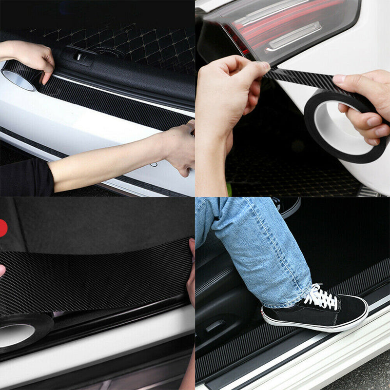 Carbon Fiber Sticker Protector Sill Scuff Cover Car Door Body Anti Scratch Strip