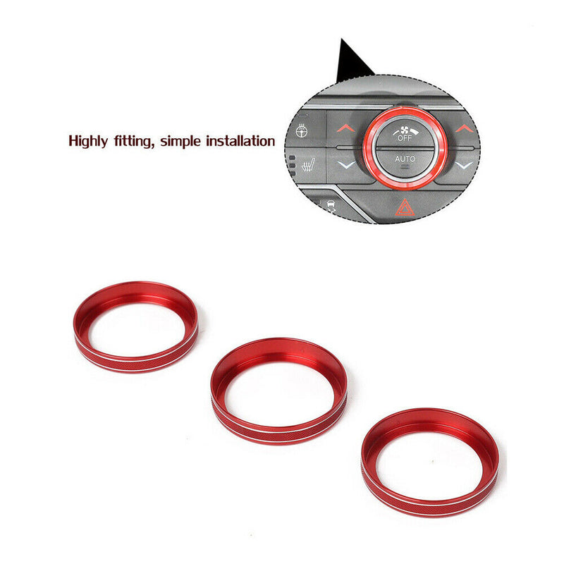 4x Red Air Conditioner & Headlight Switch Knob Ring Trim For Jeep Wrangler JL