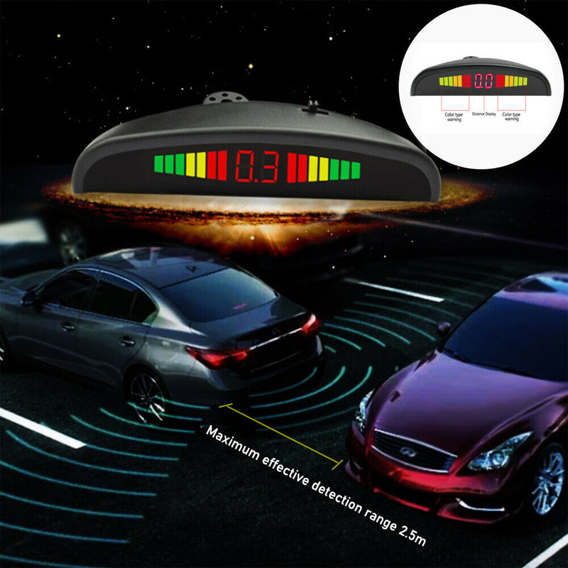 Black LED Display Car 4 Parking Sensor Reverse Backup Radar Alarm System Kit