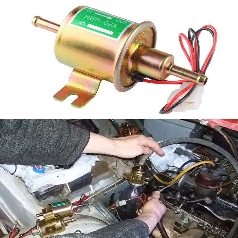 Universal 24V Gas Diesel Inline Fuel Pump Low Pressure Electric HEP-02A Gold