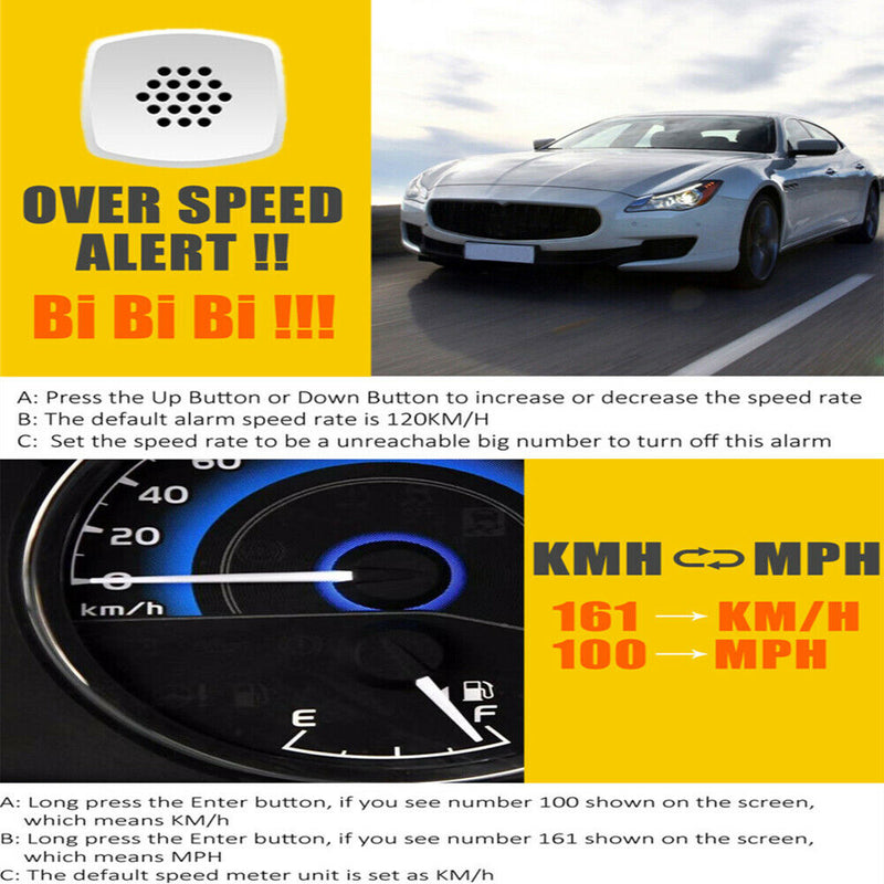 Black 3.0 inch Digital Car Auto GPS MPH/KM/h HUD Display Speedometer Universal
