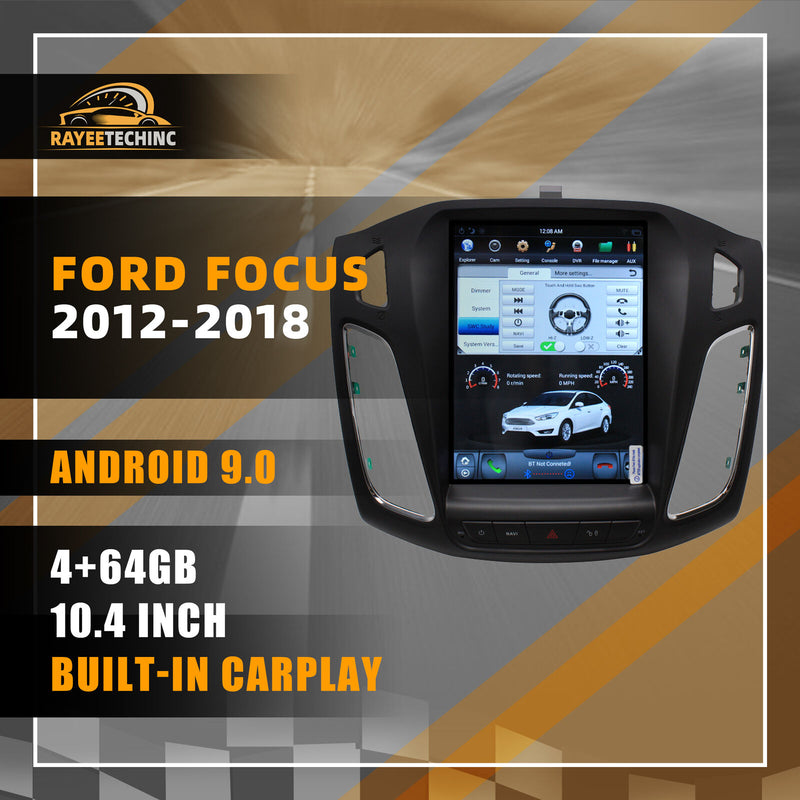 10.4" Android 9.0 Radio Vertical Screen GPS Navi 4+64GB for Ford Focus 2012-2018