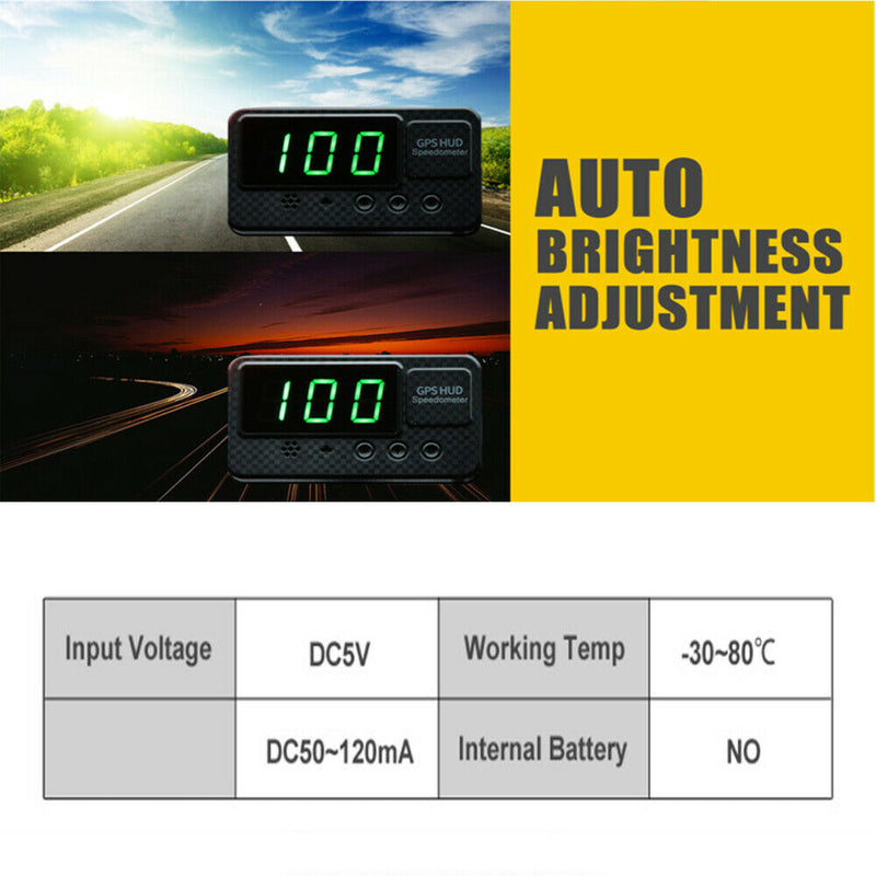 Black 3.0 inch Digital Car Auto GPS MPH/KM/h HUD Display Speedometer Universal