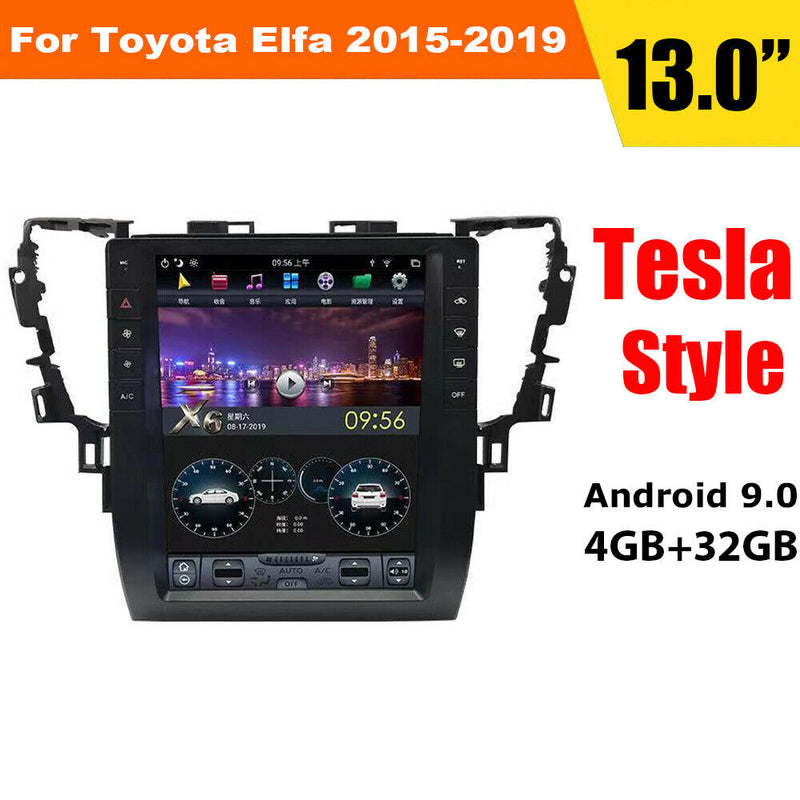 13" Android 9.0 Tesla Style Vertical GPS Radio Carplay For Toyota Elfa 2015-2019
