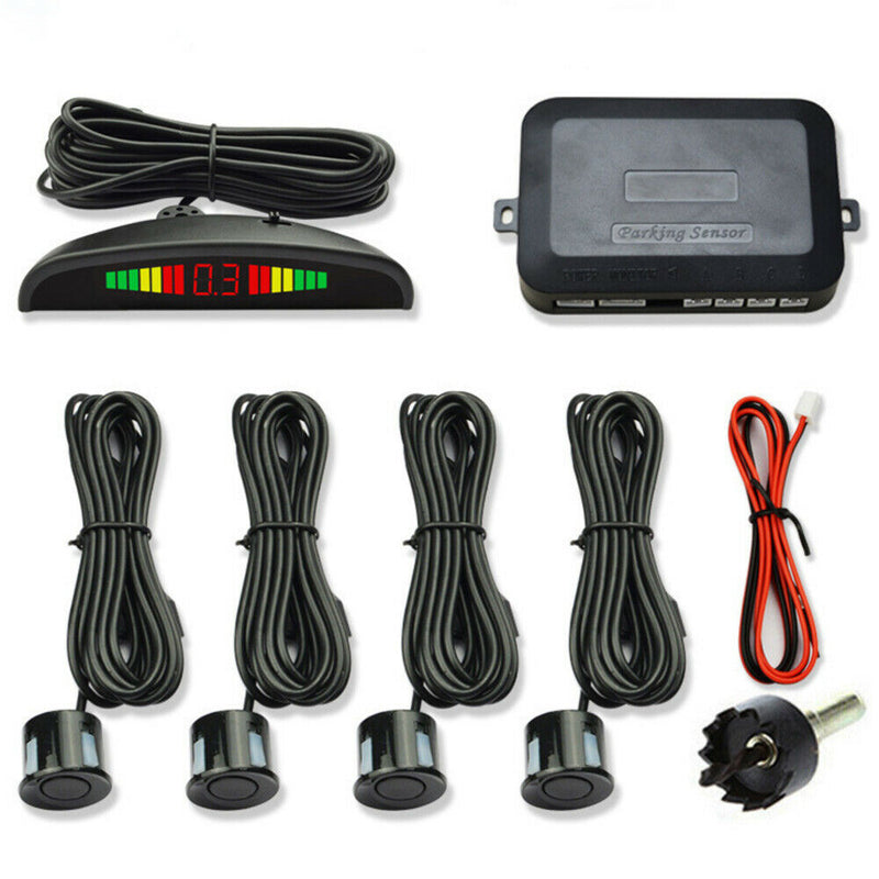 Red LED Display Car 4 Parking Sensor Reverse Backup Radar Alarm System Kit