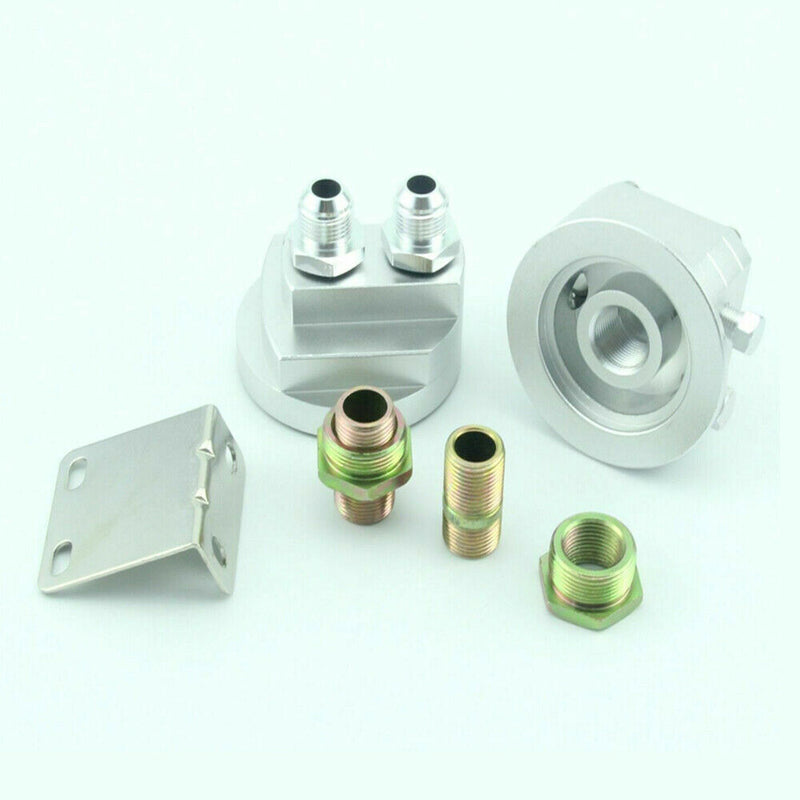 Silver Car Oil Filter Relocation ale Sandwich Fitting Adapter Kit Universal