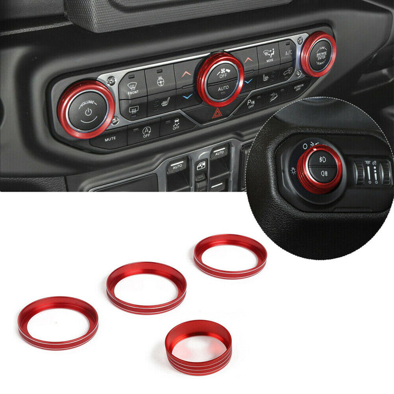 4x For Jeep Wrangler JL 2018+ Alloy Air Conditioner Switch Knob Ring Trim Silver