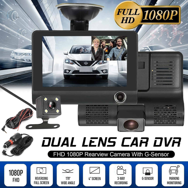 170° 4'' HD 1080P 3 Lens Car DVR Dash Cam Vehicle Video Recorder Rearview Camera