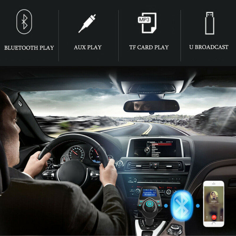 AUX Wireless Bluetooth 5.0 Car FM Transmitter USB Charger Radio Adapter MP3 Play