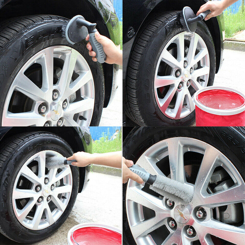 2PCS Car Rims Tyre Cleaning Brush Multi-Functional Wheel Hub Washing Tools US