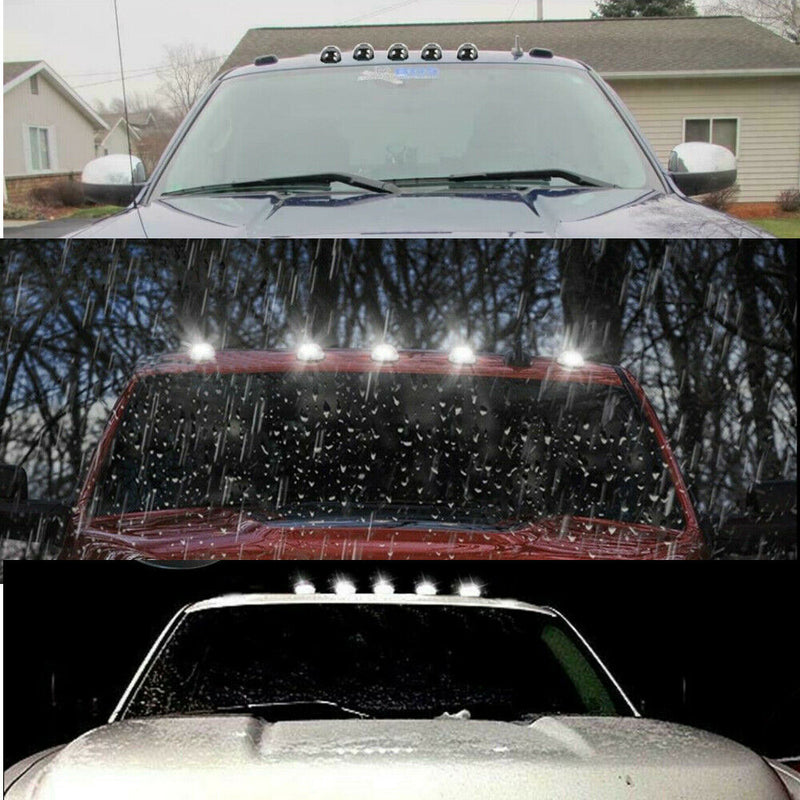 5x 16LED Smoked Cab Roof Top Marker Running Clearance Warm Light For Dodge Ram