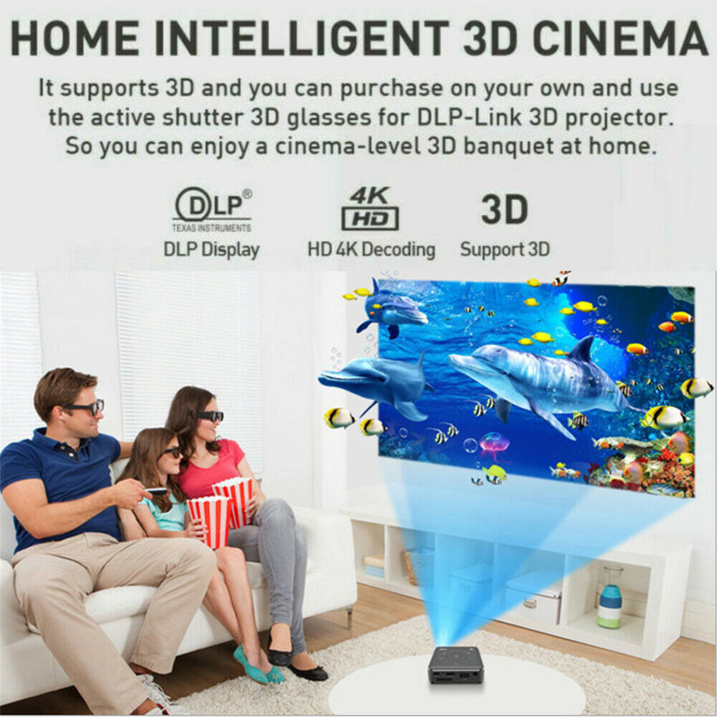 2G+16G 1080p Full HD LED 3D Mini Projector Home Theater Cinema HDM AV USB Grey