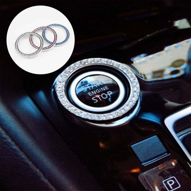 New Bling Diamond Car Start Engine Ignition Button Decor Crystal Ring Sticker
