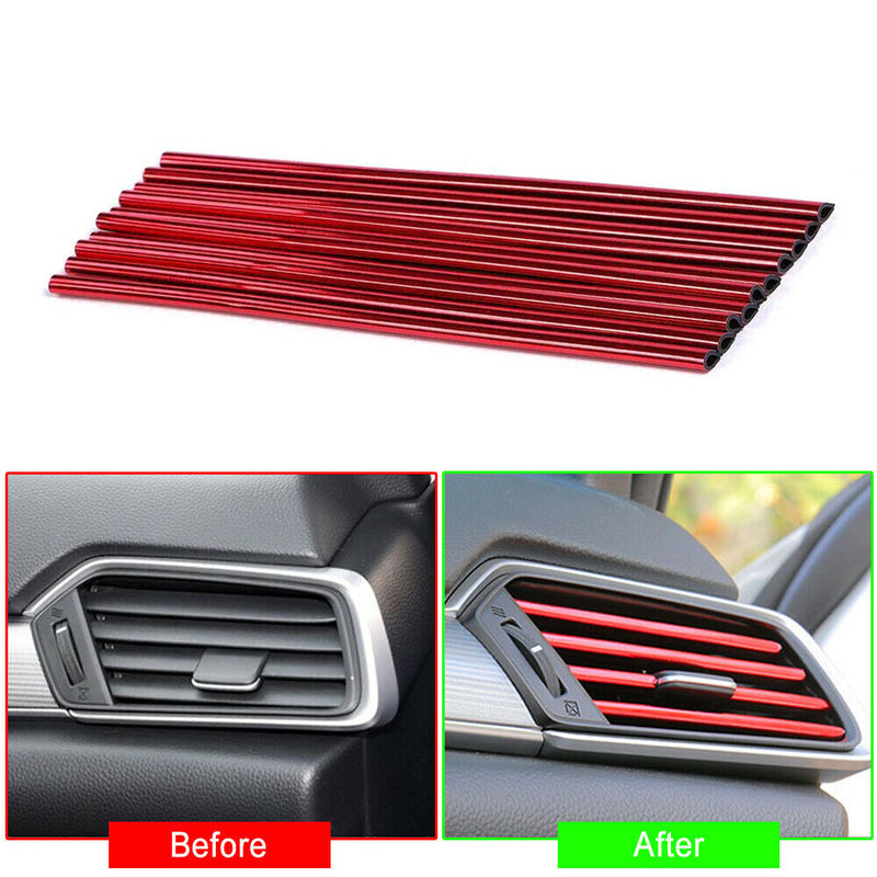 10 Pcs/pack Auto Car Air Conditioner Outlet Decoration Strip Ice Red Color