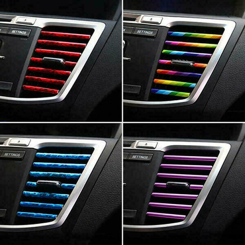 10 Pcs/pack Auto Car Air Conditioner Outlet Decoration Strip Ice Red Color