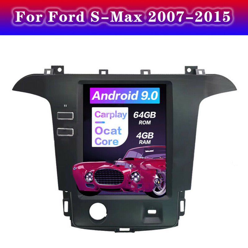 Android 9.0 Large Vertical Screen Car GPS Radio 4+64GB For Ford S-Max 2007-2015