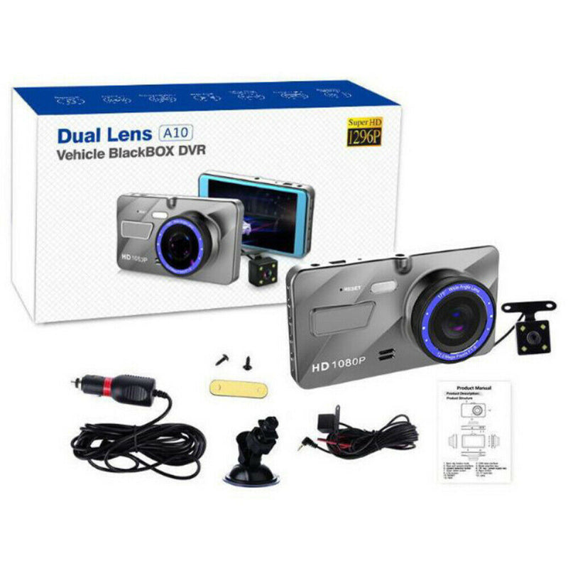 G-Sensor 4 inch 2.5D Dual Lens Car DVR Video Recorder 1080p HD Night Vision Dash