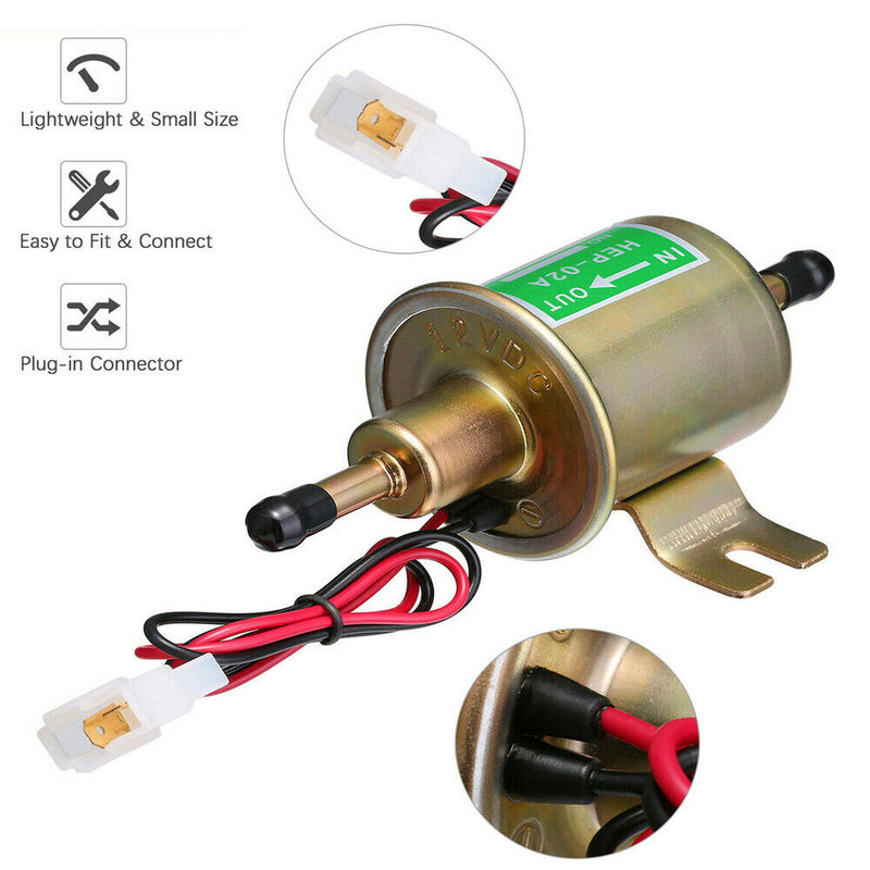 New Universal 12V Gas Diesel Inline Fuel Pump Low Pressure Electric HEP-02A Gold