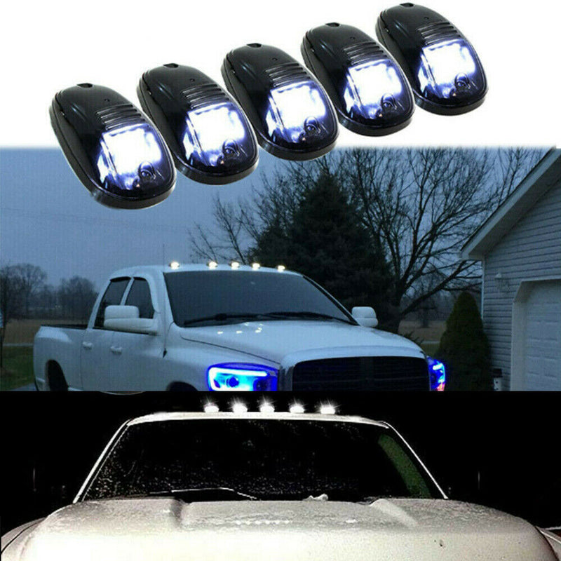 5x 9LED Smoked Cab Roof Top Marker Running Clearance Warm Light For Dodge Ram